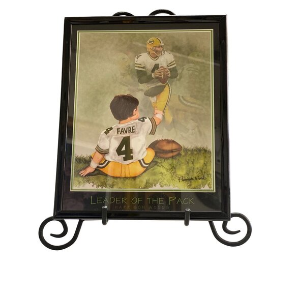 Leader Of The Pack Brett Favre Green Bay Packers Print By Harrison Woods In Blac - Picture 1 of 4
